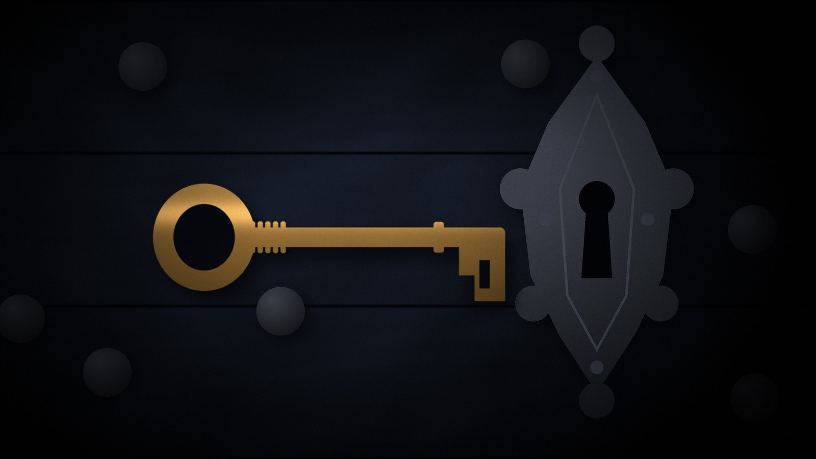 An old brass key resting on a dark wooden church door beside an iron keyhole